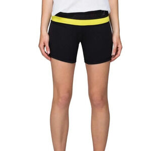 Lululemon Women's Size 4 Black Yellow Reversible Groove Biker Shorts